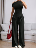 Single Shoulder Top and Pants Set - Godess beauty 