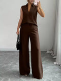 Sleeveless Top and Wide Leg Pants Set - Godess beauty 