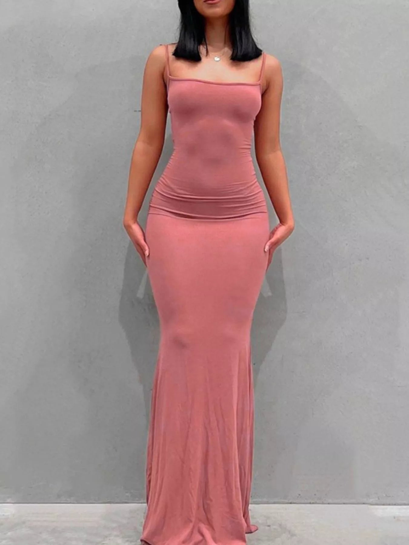 Spaghetti strap bodycon maxi dress - Godess beauty 