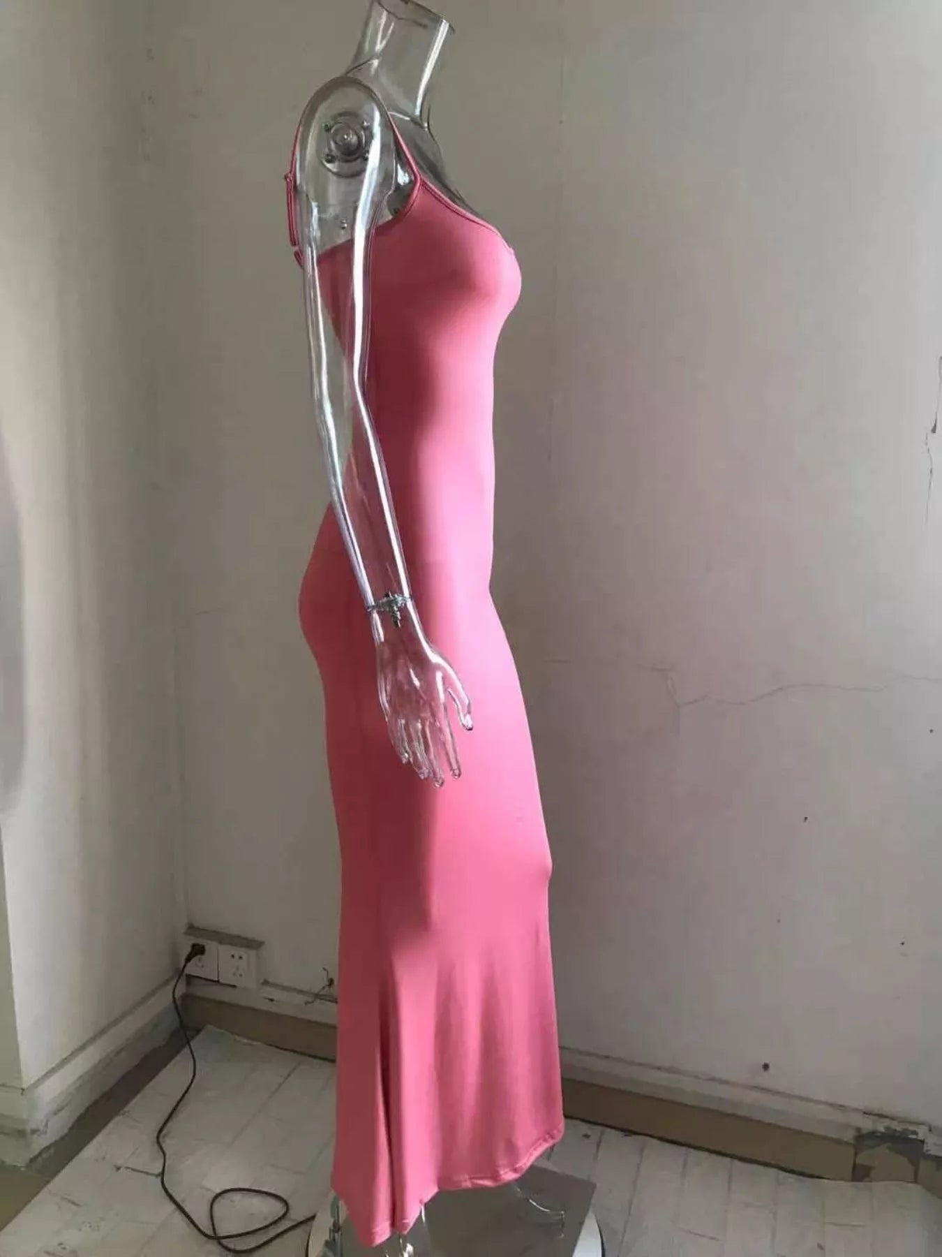 Spaghetti strap bodycon maxi dress - Godess beauty 