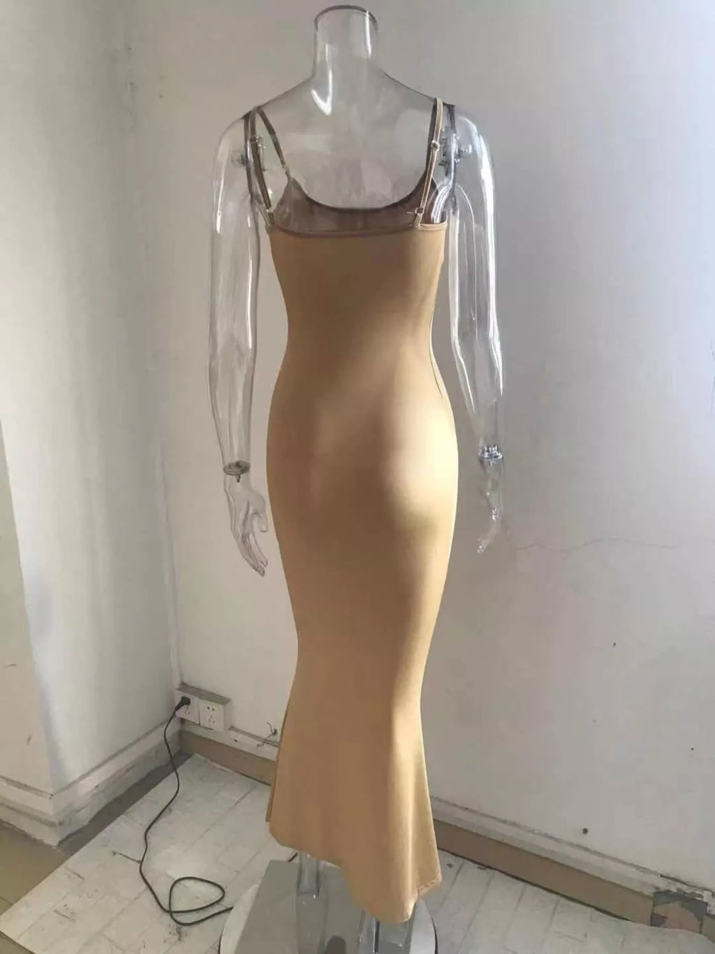 Spaghetti strap bodycon maxi dress - Godess beauty 