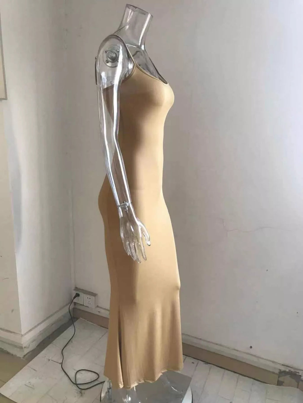 Spaghetti strap bodycon maxi dress - Godess beauty 