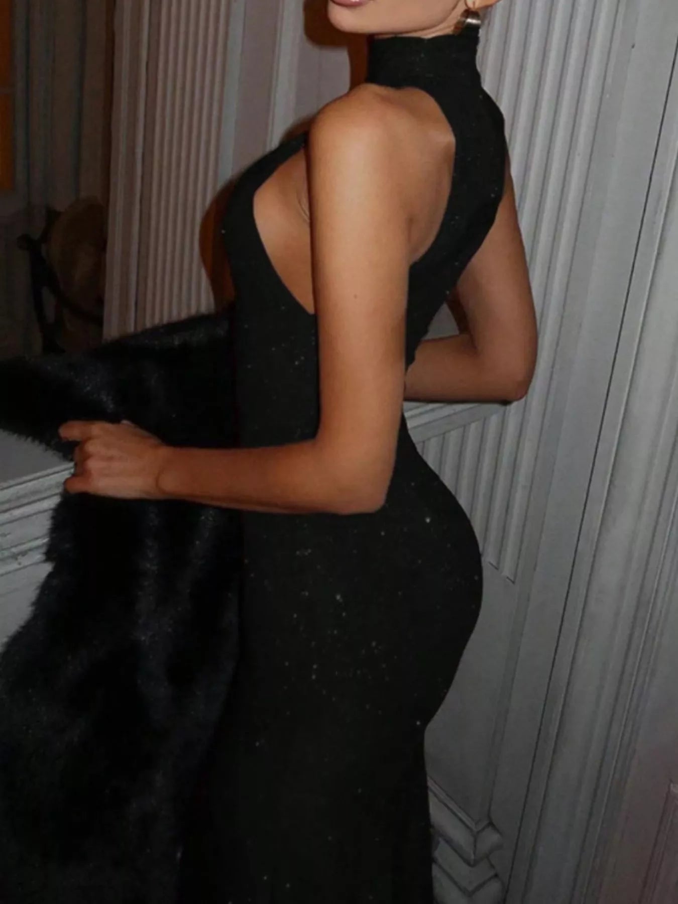 Sparkly sleeveless long sequin dress - Godess beauty 