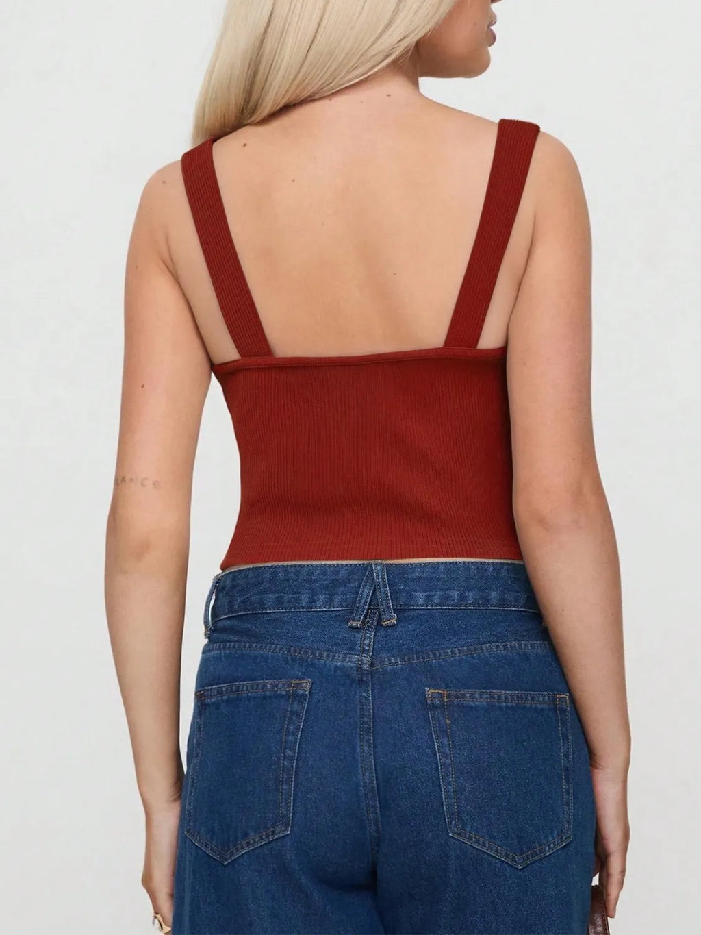 Square Neck Wide Strap Tank - Godess beauty 