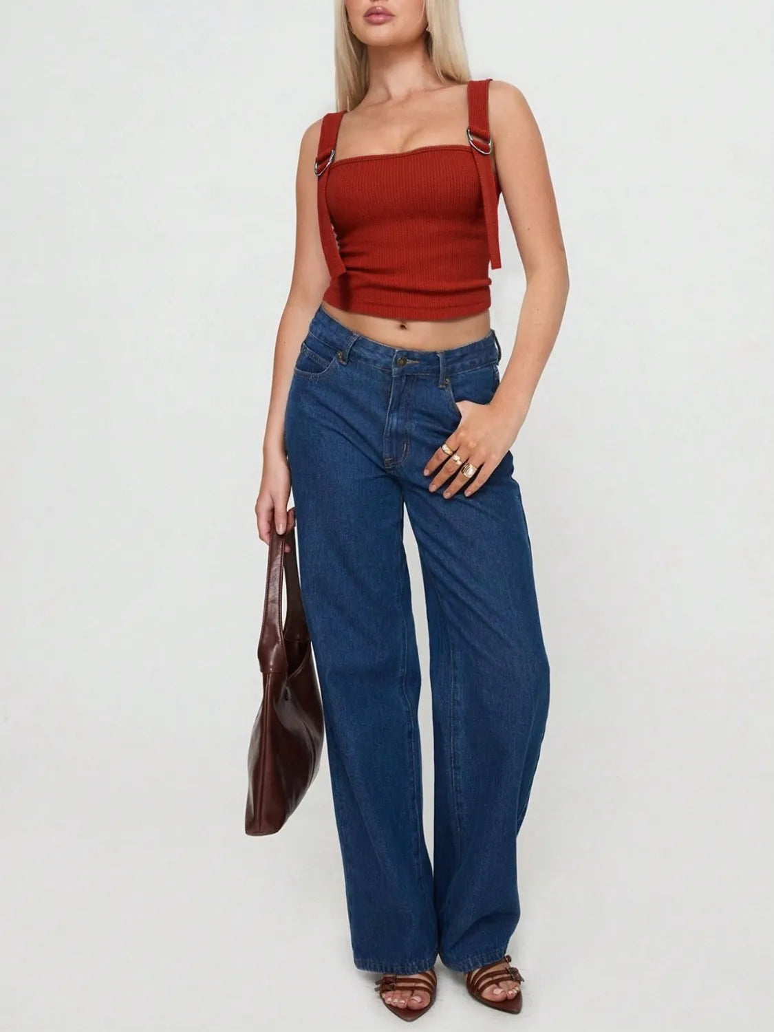 Square Neck Wide Strap Tank - Godess beauty 