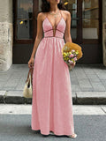 Striped halter neck maxi dress - Godess beauty 