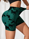 Tie-Dye High Waist Active Shorts - Godess beauty 