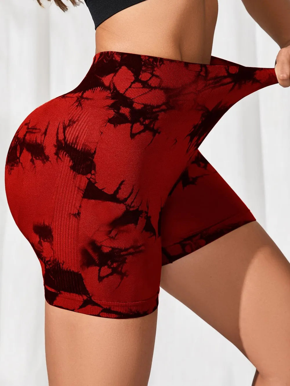 Tie-Dye High Waist Active Shorts - Godess beauty 