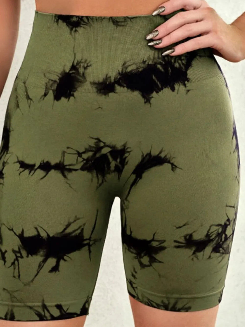 Tie-Dye High Waist Active Shorts - Godess beauty 