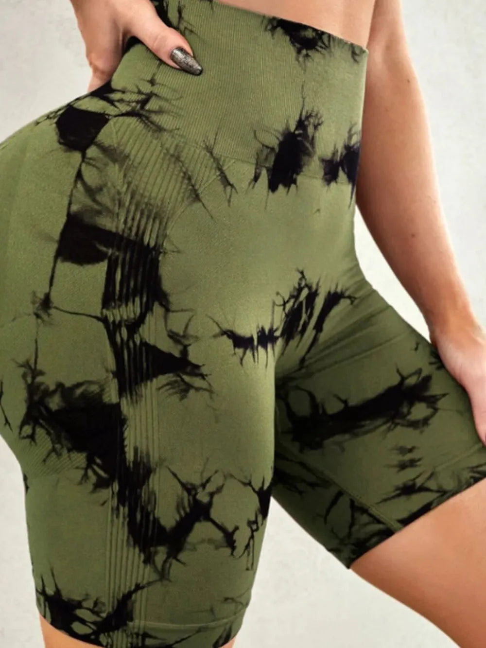 Tie-Dye High Waist Active Shorts - Godess beauty 