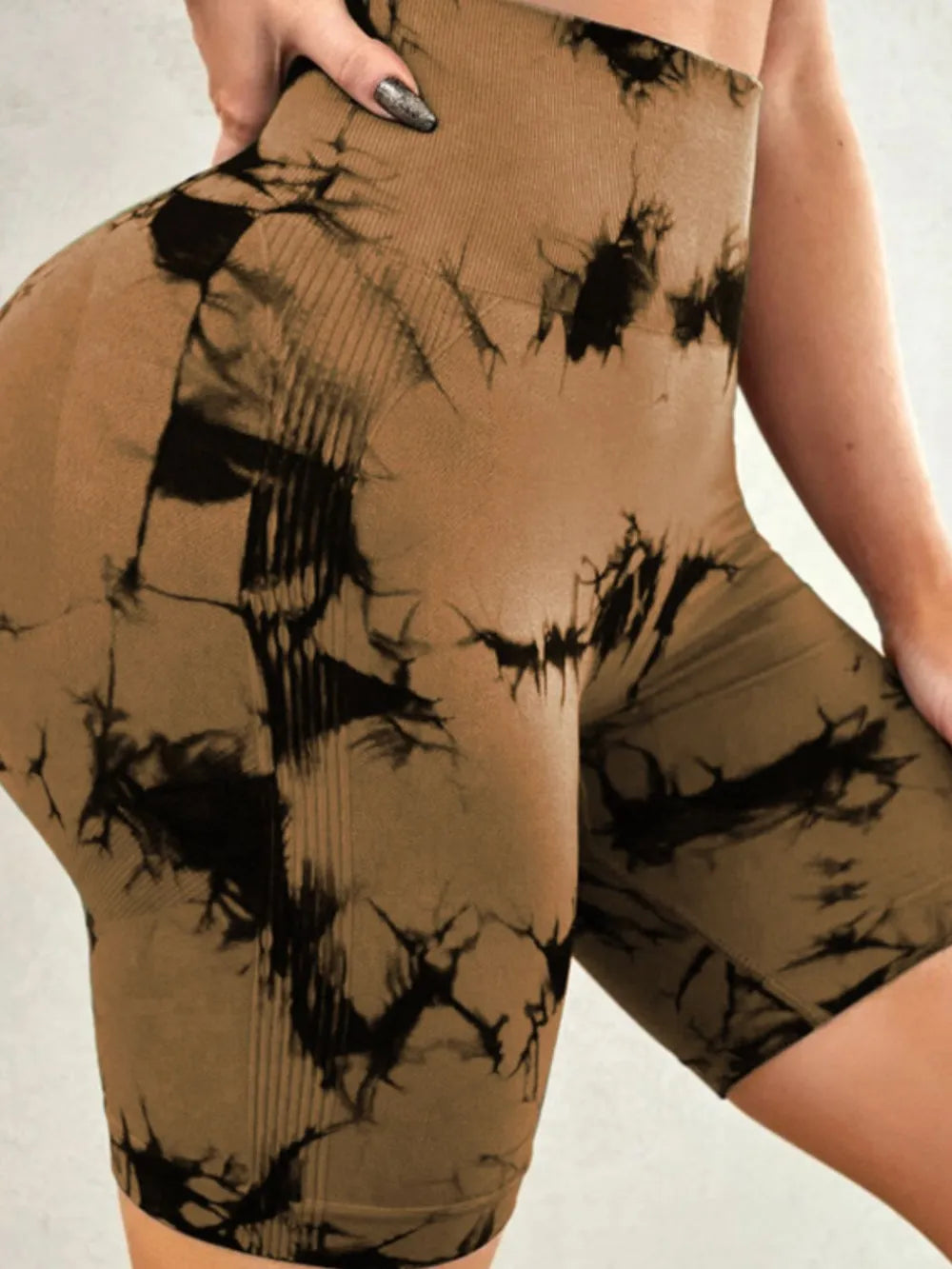 Tie-Dye High Waist Active Shorts - Godess beauty 