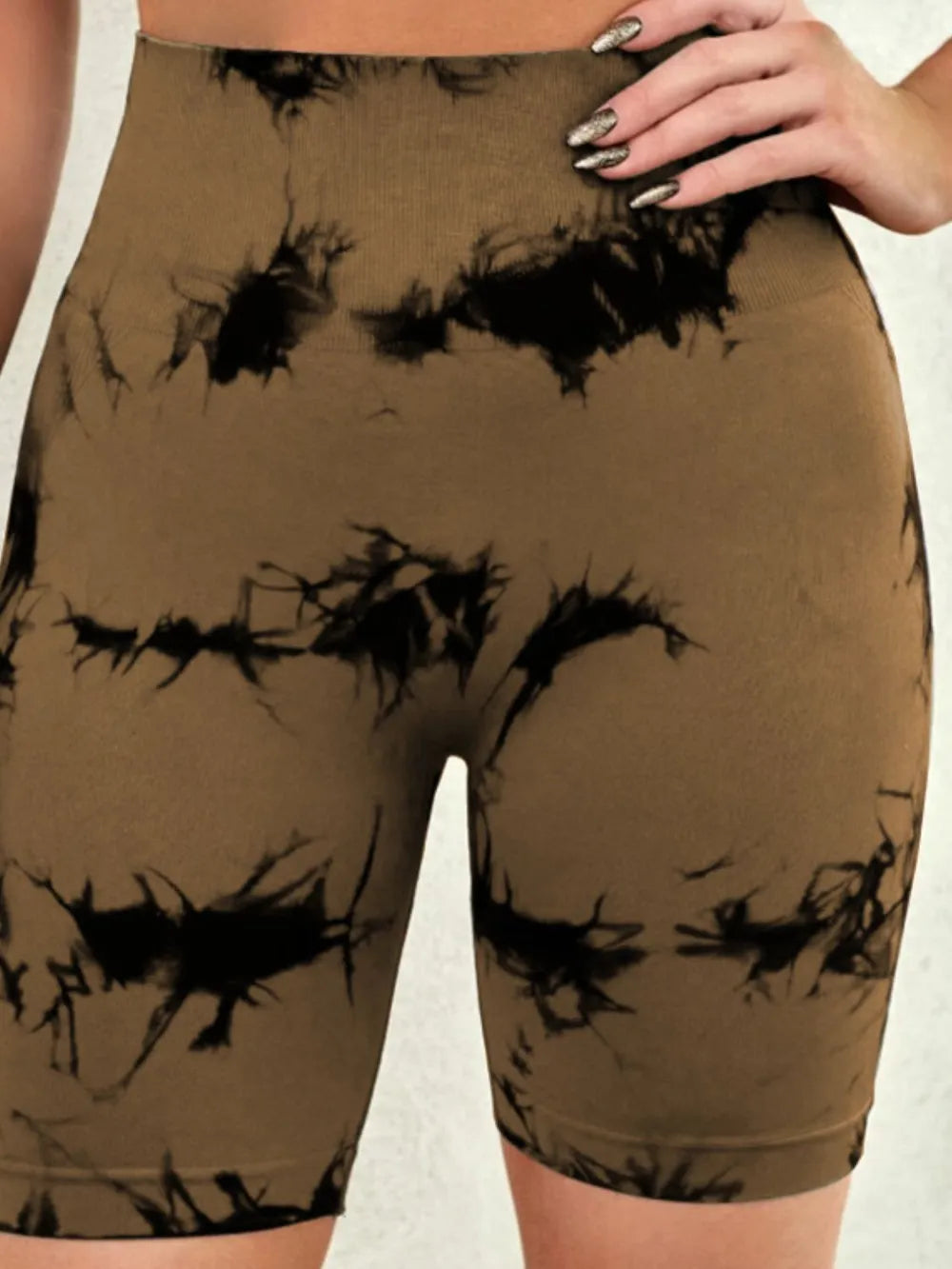 Tie-Dye High Waist Active Shorts - Godess beauty 