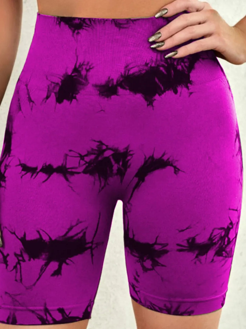 Tie-Dye High Waist Active Shorts - Godess beauty 
