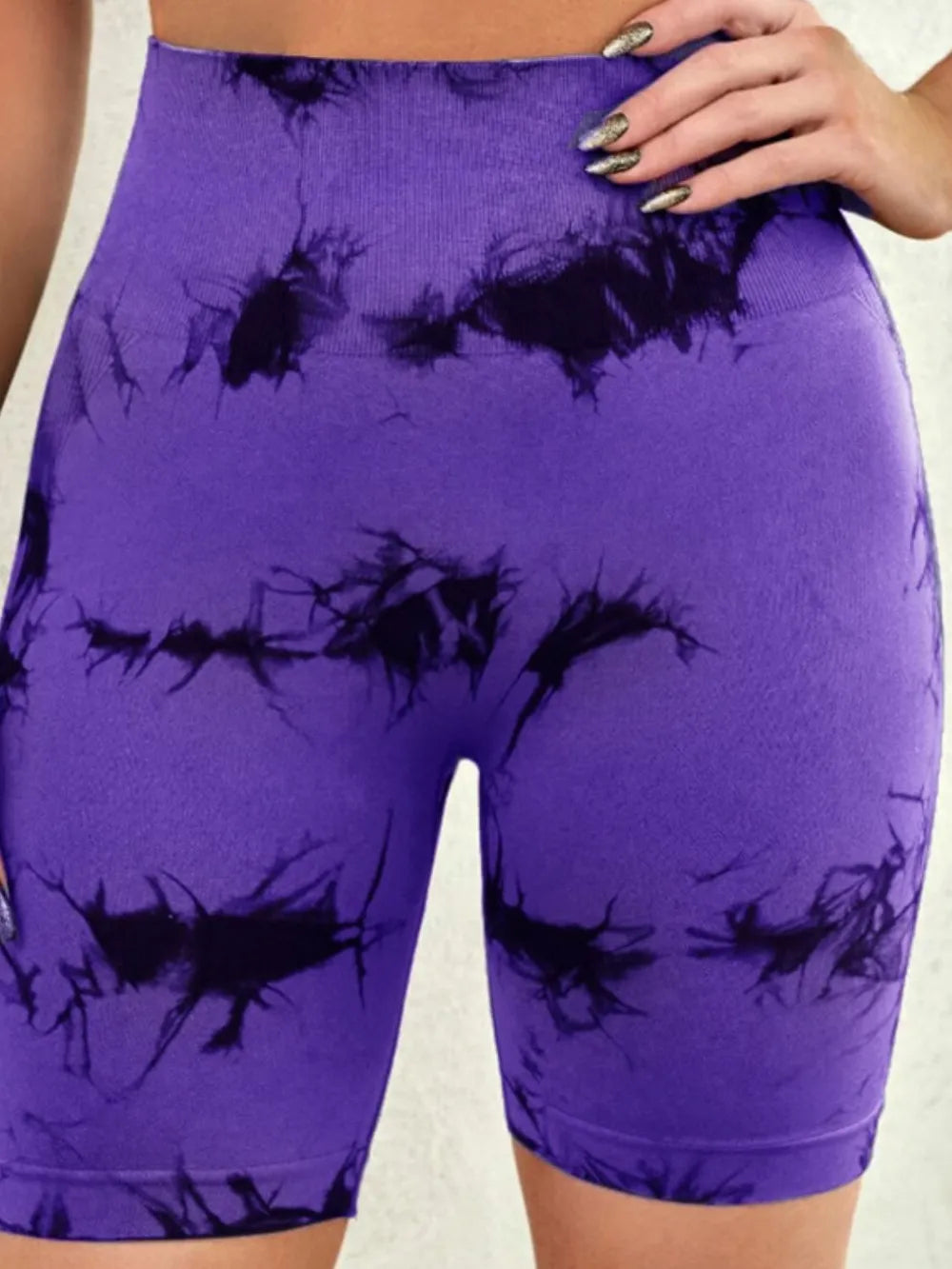 Tie-Dye High Waist Active Shorts - Godess beauty 