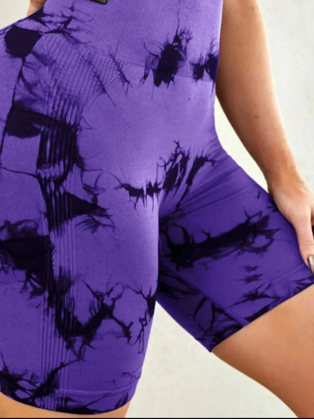 Tie-Dye High Waist Active Shorts - Godess beauty 