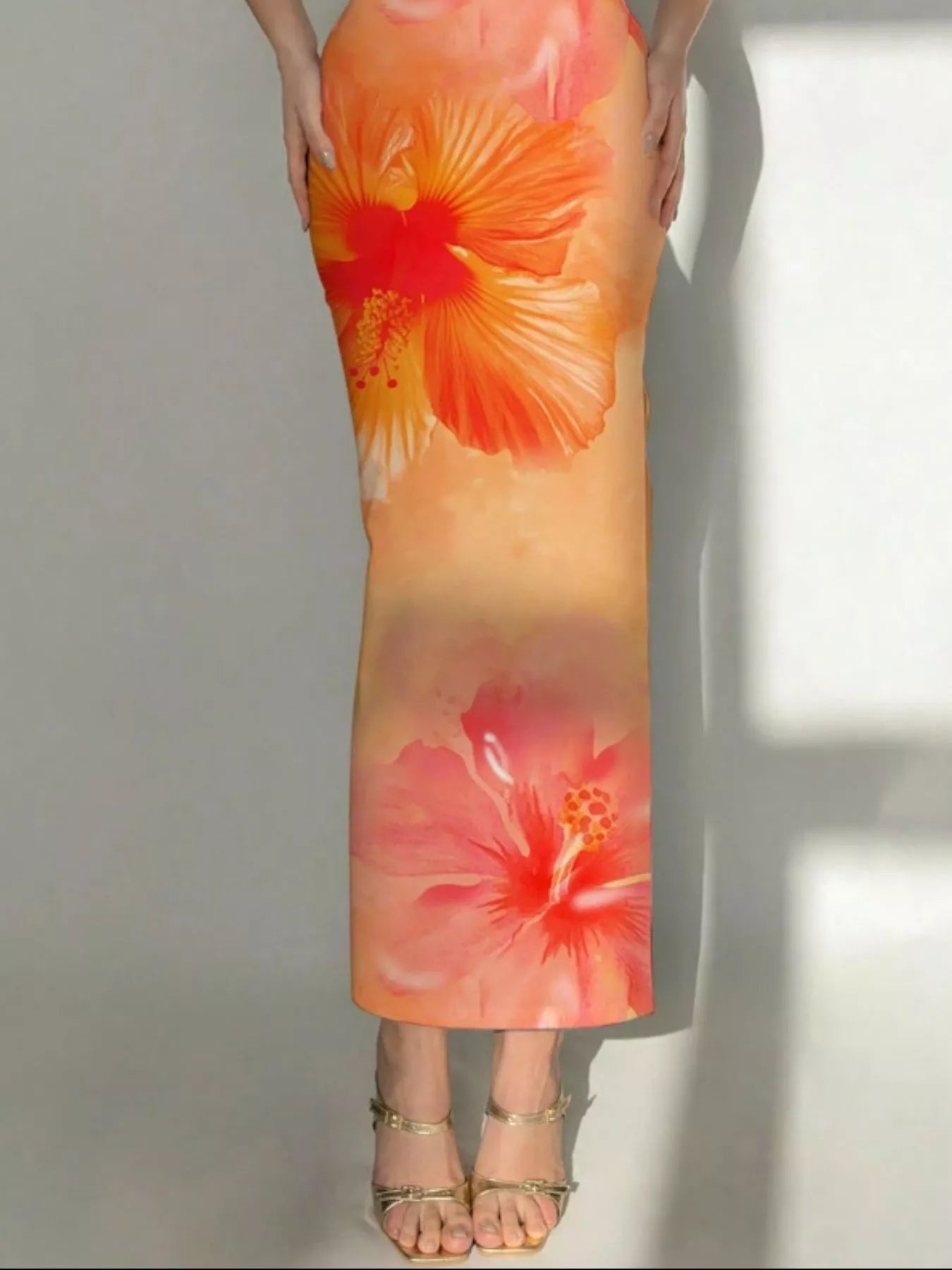 Tropical Flower Print Bodycon Tube Dress - Godess beauty 