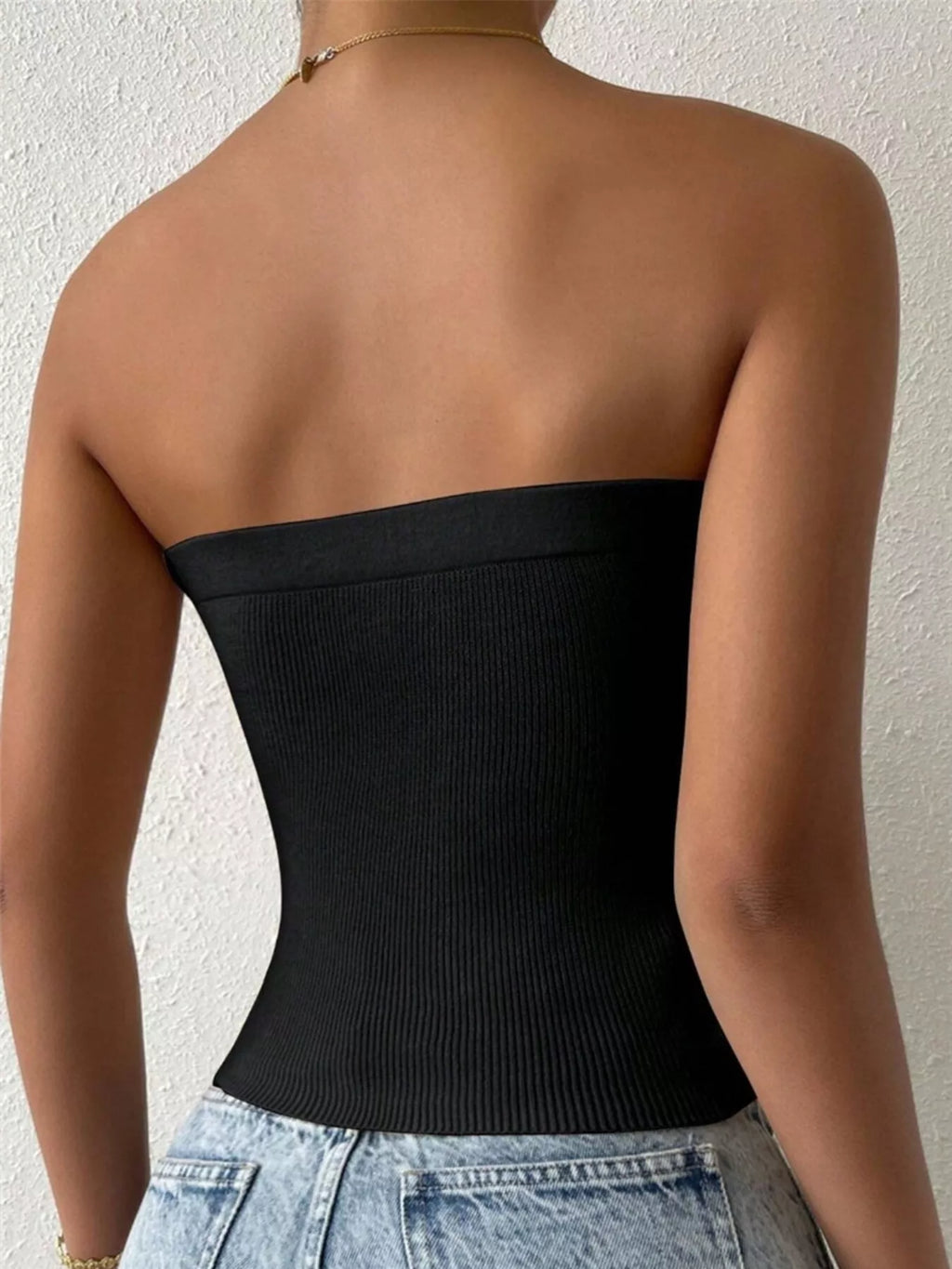 Twist-Front Ribbed Knit Tube - Godess beauty 