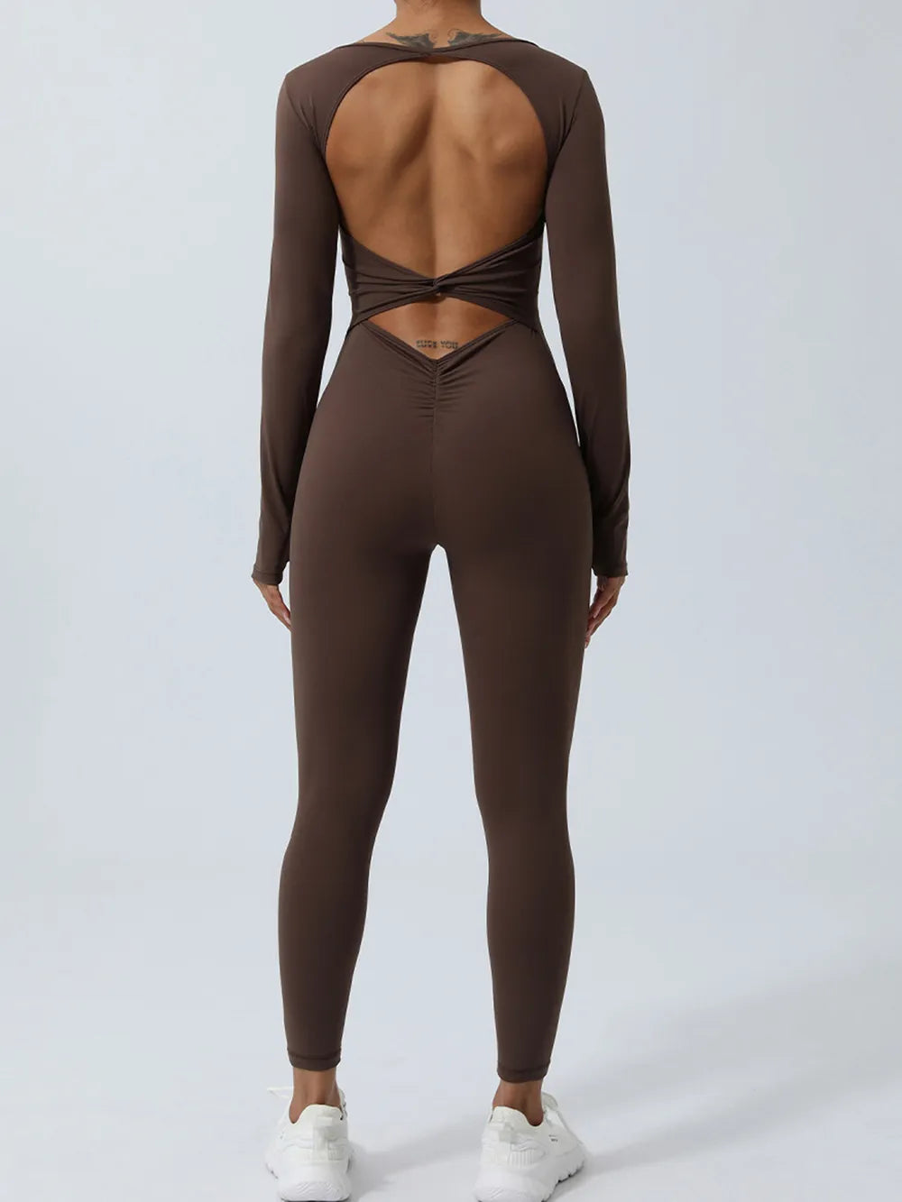 Twisted Backless Long Sleeve Jumpsuit - Godess beauty 