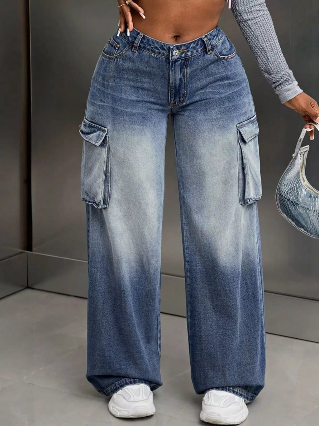 Vintage Wide Leg Cargo Jeans - Godess beauty 
