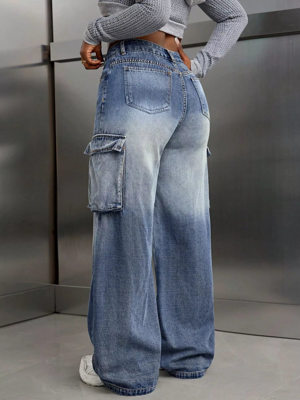 Vintage Wide Leg Cargo Jeans - Godess beauty 