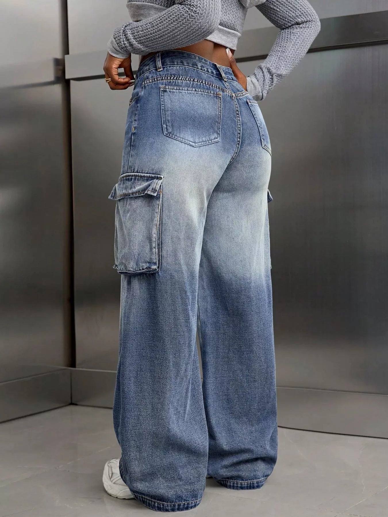 Vintage Wide Leg Cargo Jeans - Godess beauty 