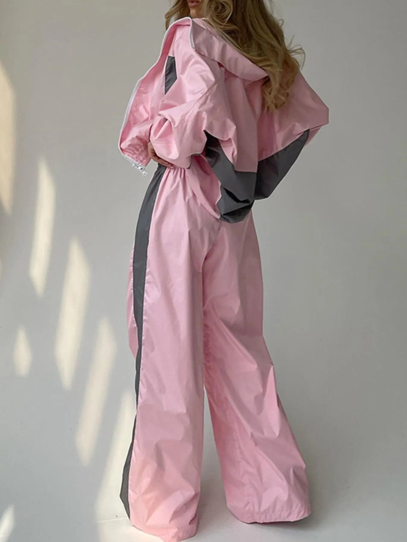 Zip Up Long Sleeve Top and Pants Set - Godess beauty 