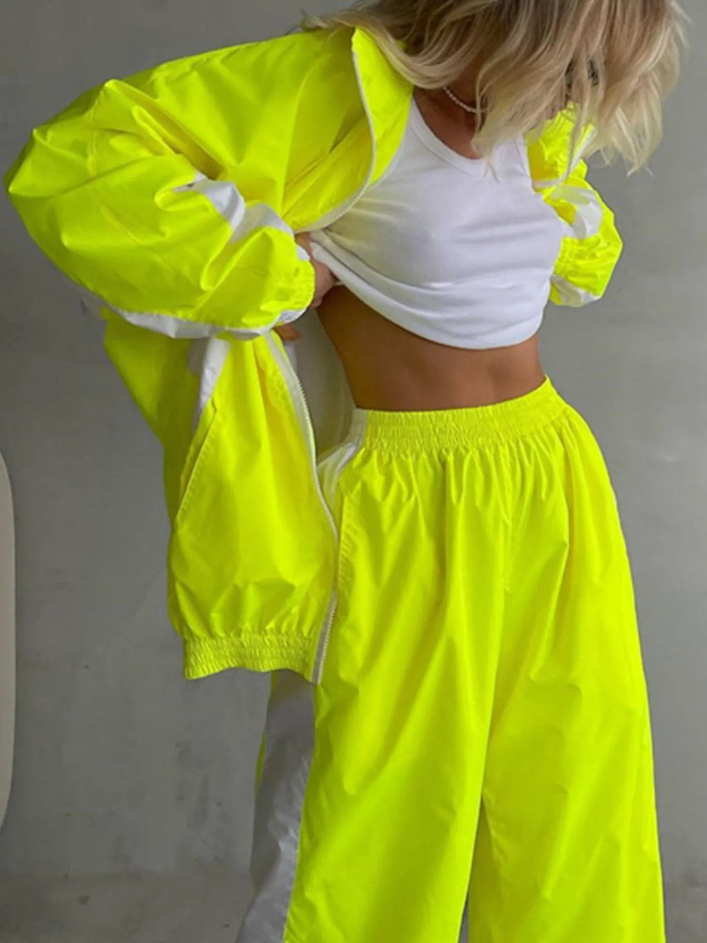 Zip Up Long Sleeve Top and Pants Set - Godess beauty 