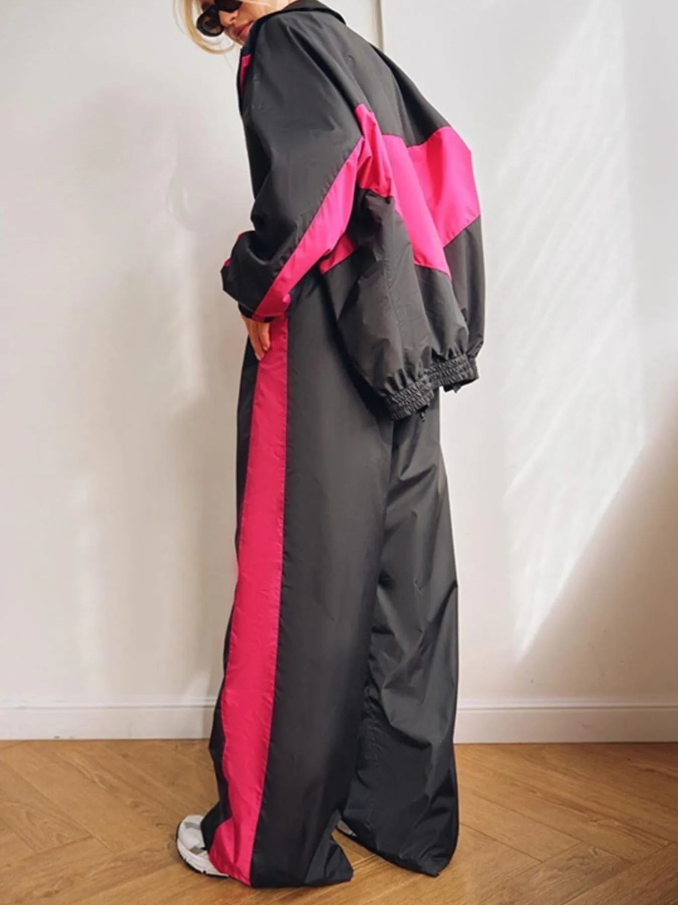 Zip Up Long Sleeve Top and Pants Set - Godess beauty 