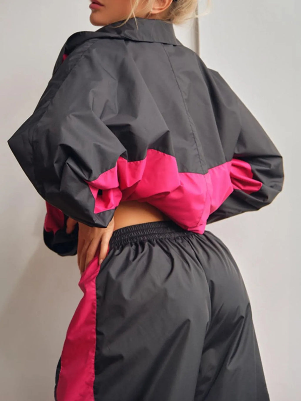 Zip Up Long Sleeve Top and Pants Set - Godess beauty 