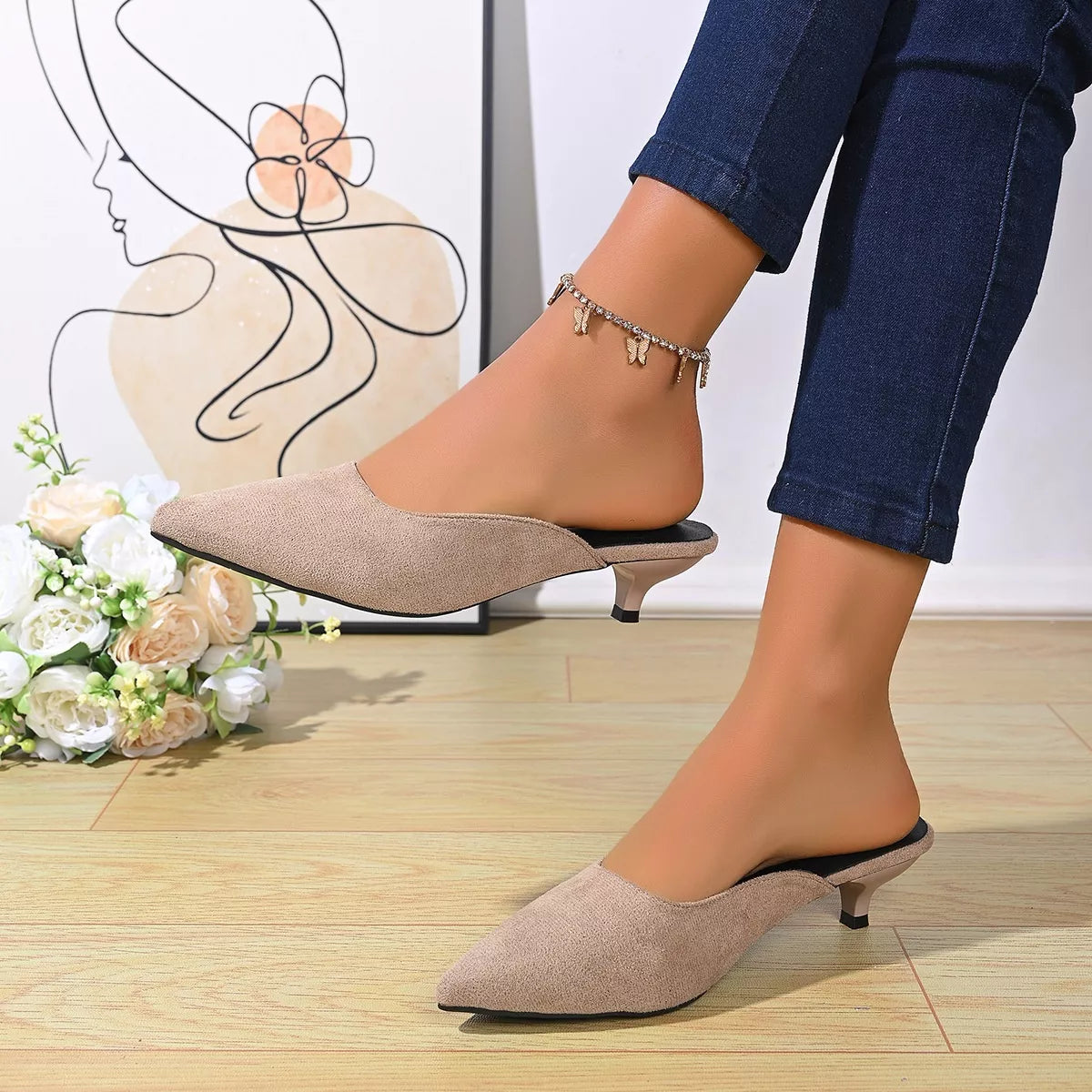 Point Toe Kitten Heels Pumps - Godess beauty 
